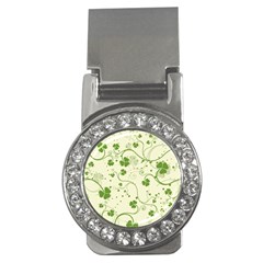 Flower Green Shamrock Money Clips (cz) 