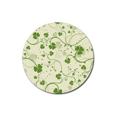 Flower Green Shamrock Rubber Round Coaster (4 Pack)  by Mariart