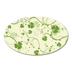 Flower Green Shamrock Oval Magnet by Mariart