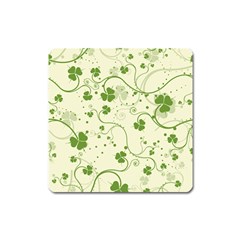 Flower Green Shamrock Square Magnet by Mariart