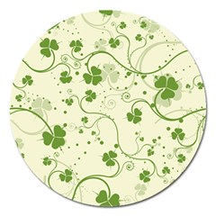 Flower Green Shamrock Magnet 5  (round)