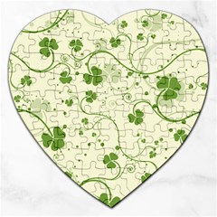 Flower Green Shamrock Jigsaw Puzzle (heart) by Mariart