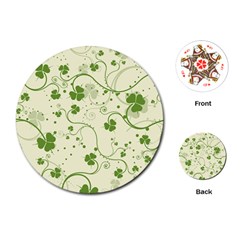 Flower Green Shamrock Playing Cards (round)  by Mariart