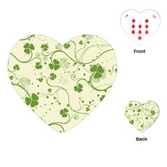 Flower Green Shamrock Playing Cards (heart)  by Mariart