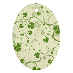 Flower Green Shamrock Oval Ornament (two Sides) by Mariart