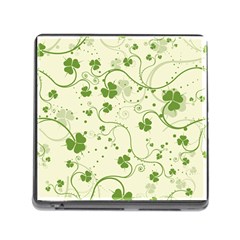 Flower Green Shamrock Memory Card Reader (square) by Mariart