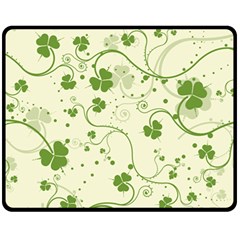 Flower Green Shamrock Fleece Blanket (medium)  by Mariart