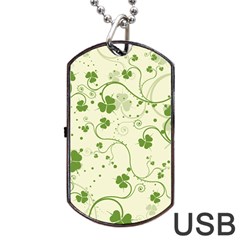 Flower Green Shamrock Dog Tag Usb Flash (two Sides) by Mariart