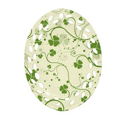 Flower Green Shamrock Ornament (oval Filigree) by Mariart