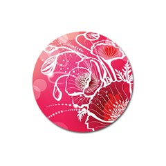 Flower Red Sakura Pink Magnet 3  (round) by Mariart