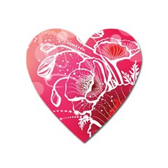 Flower Red Sakura Pink Heart Magnet by Mariart