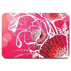 Flower Red Sakura Pink Large Doormat  by Mariart