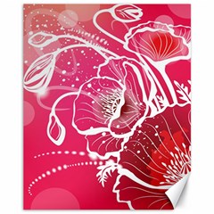 Flower Red Sakura Pink Canvas 11  X 14  