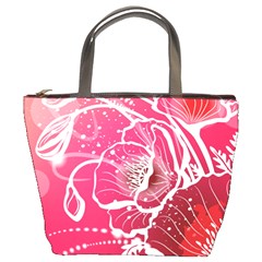 Flower Red Sakura Pink Bucket Bags by Mariart