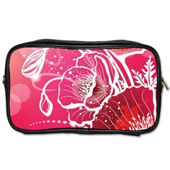 Flower Red Sakura Pink Toiletries Bags by Mariart