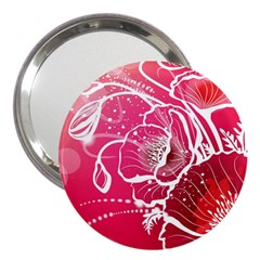 Flower Red Sakura Pink 3  Handbag Mirrors by Mariart