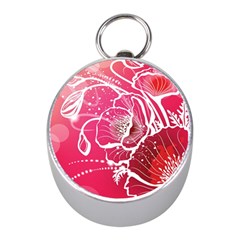 Flower Red Sakura Pink Mini Silver Compasses by Mariart