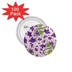 Flower Sakura Star Purple Green Leaf 1 75  Buttons (100 Pack) 