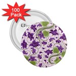 Flower Sakura Star Purple Green Leaf 2.25  Buttons (100 pack)  Front