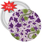 Flower Sakura Star Purple Green Leaf 3  Buttons (10 pack)  Front