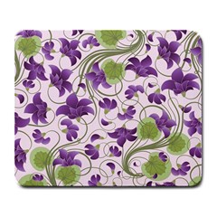 Flower Sakura Star Purple Green Leaf Large Mousepads by Mariart