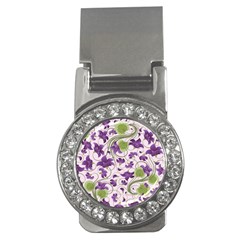 Flower Sakura Star Purple Green Leaf Money Clips (cz)  by Mariart