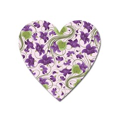 Flower Sakura Star Purple Green Leaf Heart Magnet by Mariart