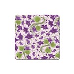 Flower Sakura Star Purple Green Leaf Square Magnet Front