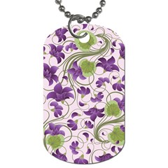 Flower Sakura Star Purple Green Leaf Dog Tag (one Side) by Mariart