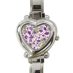 Flower Sakura Star Purple Green Leaf Heart Italian Charm Watch