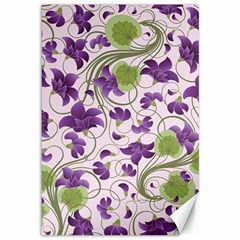 Flower Sakura Star Purple Green Leaf Canvas 12  X 18   by Mariart