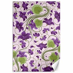 Flower Sakura Star Purple Green Leaf Canvas 24  X 36  by Mariart