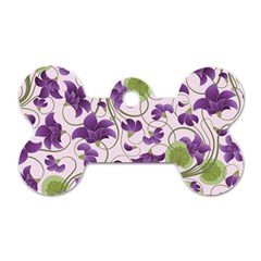 Flower Sakura Star Purple Green Leaf Dog Tag Bone (two Sides) by Mariart