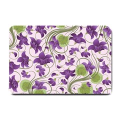 Flower Sakura Star Purple Green Leaf Small Doormat  by Mariart