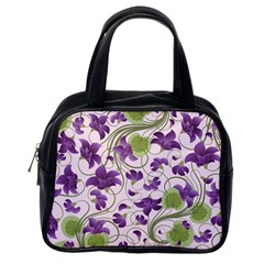 Flower Sakura Star Purple Green Leaf Classic Handbags (One Side)