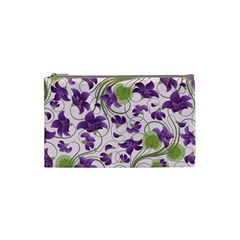 Flower Sakura Star Purple Green Leaf Cosmetic Bag (Small) 