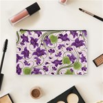 Flower Sakura Star Purple Green Leaf Cosmetic Bag (Medium)  Front