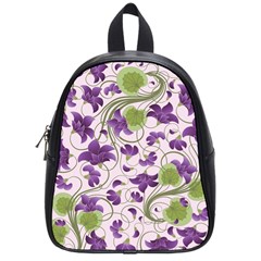 Flower Sakura Star Purple Green Leaf School Bags (Small) 