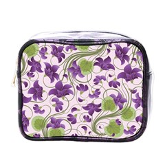 Flower Sakura Star Purple Green Leaf Mini Toiletries Bags by Mariart