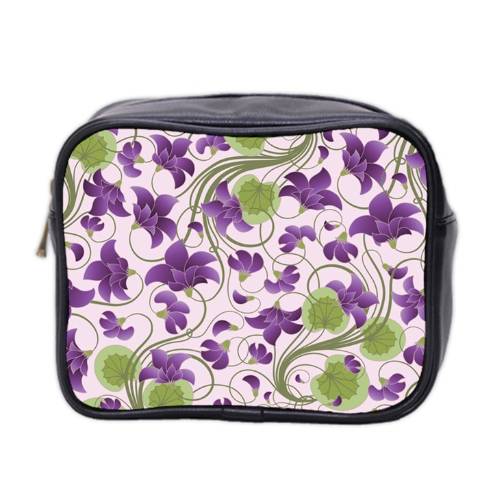 Flower Sakura Star Purple Green Leaf Mini Toiletries Bag 2-Side