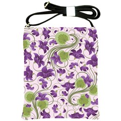 Flower Sakura Star Purple Green Leaf Shoulder Sling Bags by Mariart