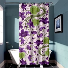 Flower Sakura Star Purple Green Leaf Shower Curtain 36  X 72  (stall)  by Mariart