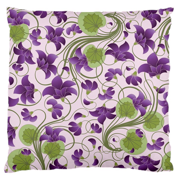 Flower Sakura Star Purple Green Leaf Large Cushion Case (One Side)