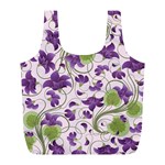 Flower Sakura Star Purple Green Leaf Full Print Recycle Bags (L)  Front