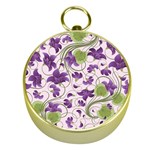 Flower Sakura Star Purple Green Leaf Gold Compasses Front