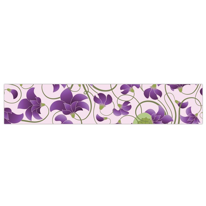 Flower Sakura Star Purple Green Leaf Flano Scarf (Small)