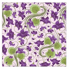 Flower Sakura Star Purple Green Leaf Large Satin Scarf (Square)