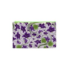 Flower Sakura Star Purple Green Leaf Cosmetic Bag (xs) by Mariart