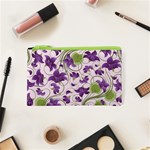 Flower Sakura Star Purple Green Leaf Cosmetic Bag (XS) Front