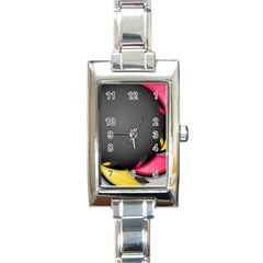 Hole Circle Line Red Yellow Black Gray Rectangle Italian Charm Watch by Mariart